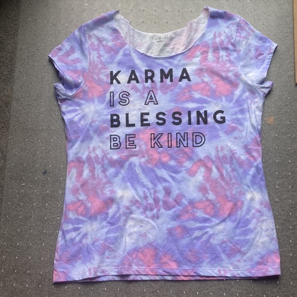 Wound up xxxl size 21 karma is a blessing tie-dye T-shirt. Great condition - Picture 3 of 9